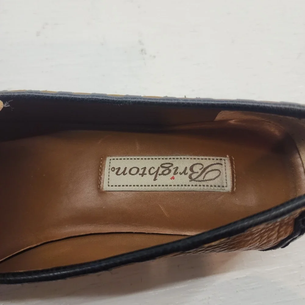 Brighton 6M | Kafka Brown Black Pebbled Leather Loafers Flats R4726‎ Womens